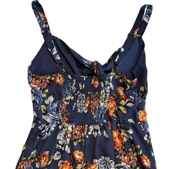 Floral Smocked Waist Maxi Dress Blue V-Neck Adjustable Straps Women’s Small - Picture 5 of 8